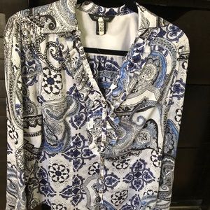 White House Black Market paisley blouse size 8